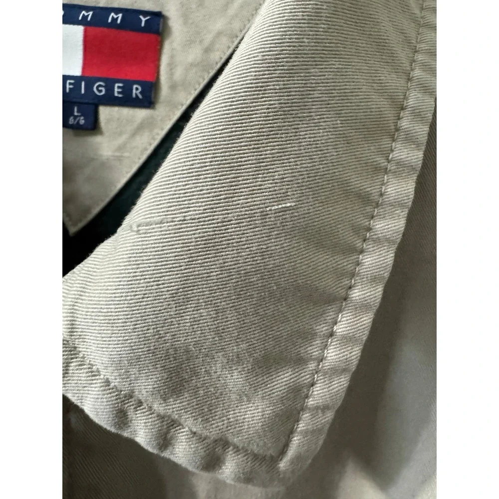 Tommy‎ Hilfiger Mens Vintage Harrington Jacket Tan Khaki Plaid Lined Large L